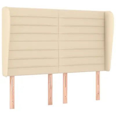 vidaXL Vzglavje z ušesi krem 147x23x118/128 cm blago