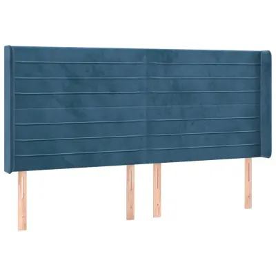 vidaXL Vzglavje z ušesi temno modro 163x16x118/128 cm žamet