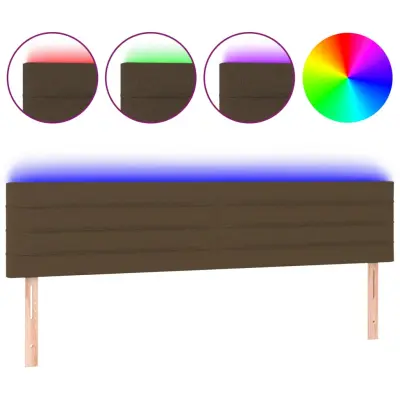 vidaXL LED posteljno vzglavje temno rjavo 200x5x78/88 cm blago
