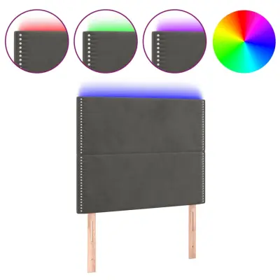 vidaXL LED posteljno vzglavje temno sivo 90x5x118/128 cm žamet