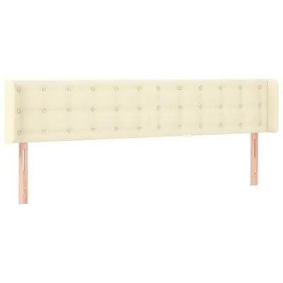 vidaXL Vzglavje z ušesi krem 163x16x78/88 cm umetno usnje
