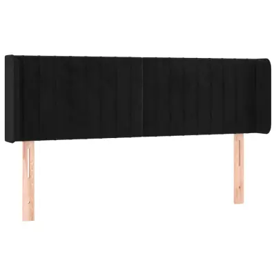 vidaXL Vzglavje z ušesi črno 147x16x78/88 cm žamet