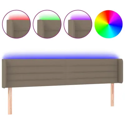 vidaXL LED posteljno vzglavje taupe 163x16x78/88 cm blago
