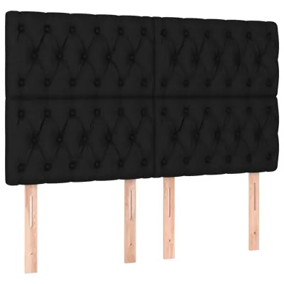 vidaXL Posteljno vzglavje 4 kosa črn 72x7x78/88 cm blago
