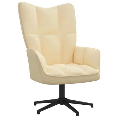 vidaXL Stol za sproščanje kremno bel žamet