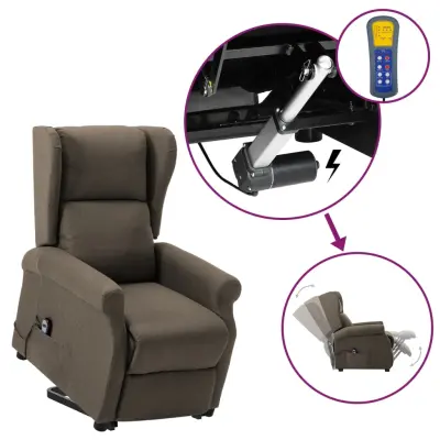 vidaXL Stol s funkcijo vstajanja taupe blago