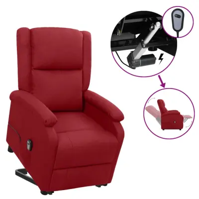 vidaXL Stol s funkcijo vstajanja vinsko rdeče blago