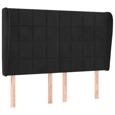 vidaXL Vzglavje z ušesi črno 147x23x118/128 cm žamet