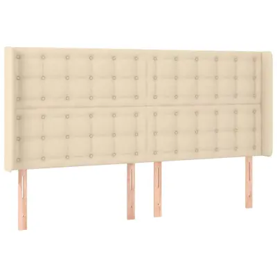 vidaXL Vzglavje z ušesi krem 203x16x118/128 cm blago