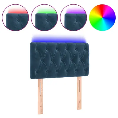 vidaXL LED posteljno vzglavje temno modro 80x7x78/88 cm žamet