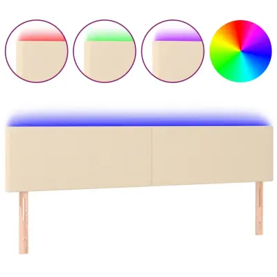 vidaXL LED posteljno vzglavje krem 160x5x78/88 cm blago
