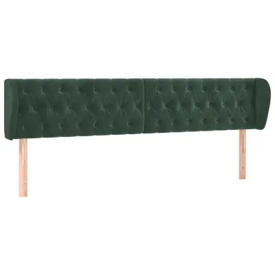 vidaXL Vzglavje z ušesi temno zeleno 183x23x78/88 cm žamet