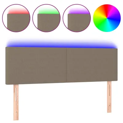 vidaXL LED posteljno vzglavje taupe 144x5x78/88 cm blago