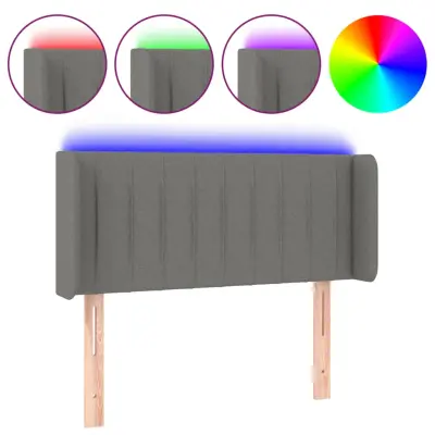 vidaXL LED posteljno vzglavje temno sivo 83x16x78/88 cm blago