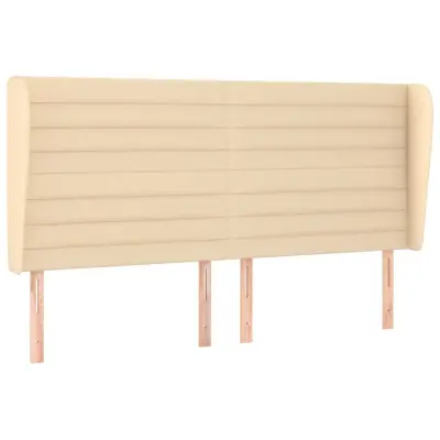 vidaXL Vzglavje z ušesi krem 183x23x118/128 cm blago