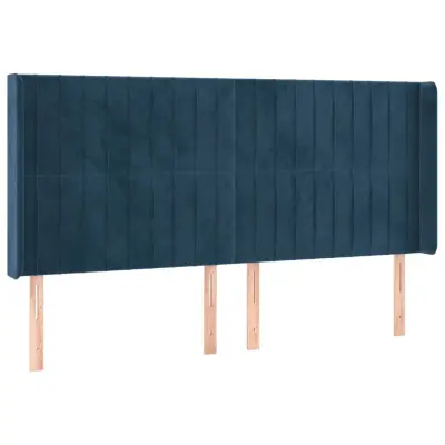 vidaXL Vzglavje z ušesi temno modro 183x16x118/128 cm žamet