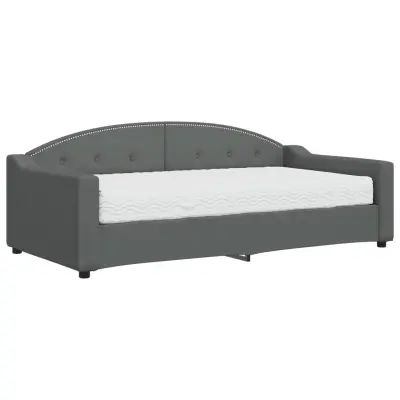 vidaXL Dnevna postelja z vzmetnico temno siva 90x190 cm blago