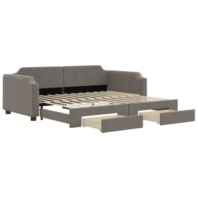 vidaXL Izvlečna dnevna postelja s predali taupe 90x200 cm blago