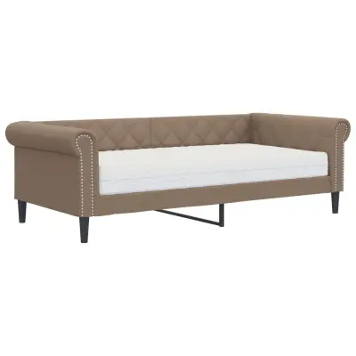 vidaXL Dnevna postelja z vzmetnico kapučino 90x200 cm umetno usnje