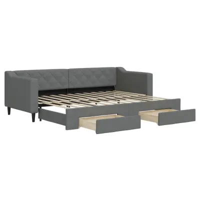 vidaXL Izvlečna dnevna postelja s predali temno siva 80x200 cm blago