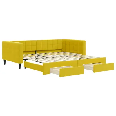 vidaXL Izvlečna dnevna postelja s predali rumena 100x200 cm žamet