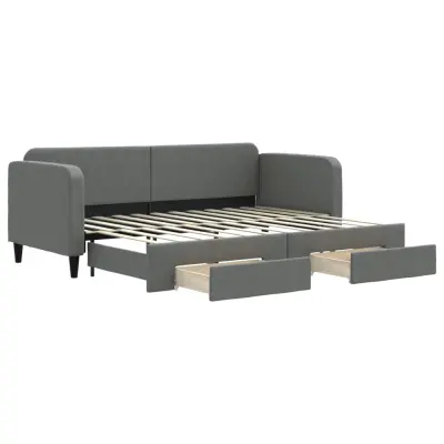 vidaXL Izvlečna dnevna postelja s predali temno siva 80x200 cm blago