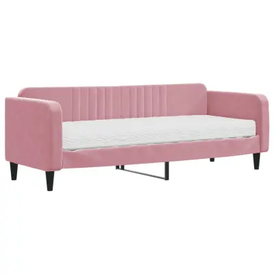 vidaXL Dnevna postelja z vzmetnico roza 80x200 cm žamet