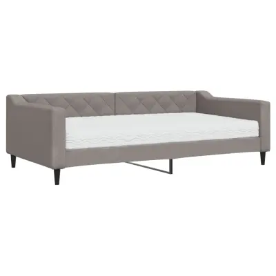 vidaXL Dnevna postelja z vzmetnico taupe 100x200 cm blago