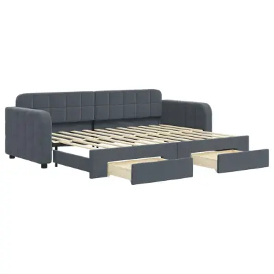 vidaXL Izvlečna dnevna postelja s predali temno siva 80x200 cm žamet