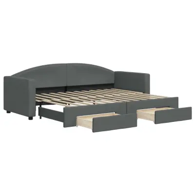 vidaXL Izvlečna dnevna postelja s predali temno siva 80x200 cm blago