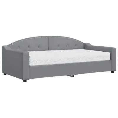 vidaXL Dnevna postelja z vzmetnico svetlo siva 90x190 cm blago