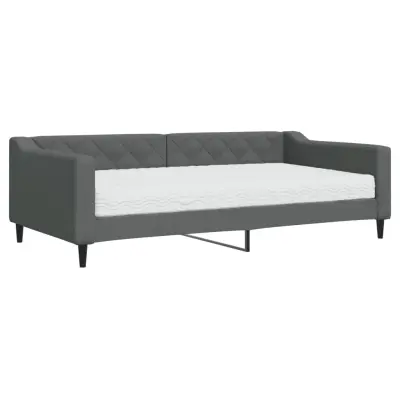 vidaXL Dnevna postelja z vzmetnico temno siva 100x200 cm blago