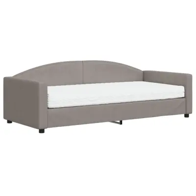 vidaXL Dnevna postelja z vzmetnico taupe 90x200 cm blago