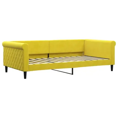 vidaXL Raztegljiva postelja rumena 100x200 cm žamet