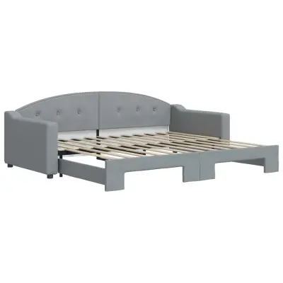 vidaXL Izvlečna dnevna postelja svetlo siva 90x200 cm blago