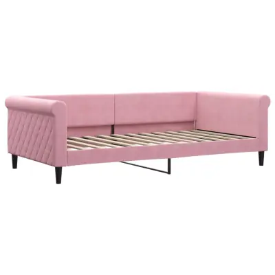 vidaXL Raztegljiva postelja roza 100x200 cm žamet