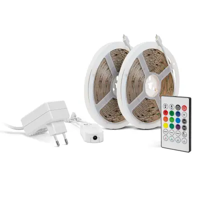 Pametni Wi-Fi Tuya RGB LED trak komplet s kontrolerjem in napajalnikom 30 LED/m 2x5 m