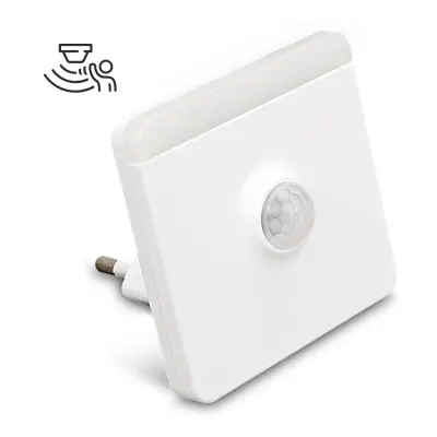 LED nočna lučka s PIR senzorjem gibanja 10lm 0,7W za v vtičnico