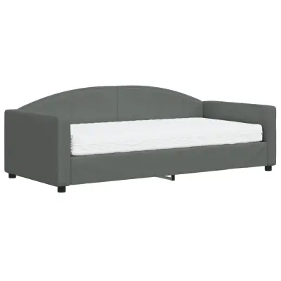 vidaXL Dnevna postelja z vzmetnico temno siva 90x190 cm blago