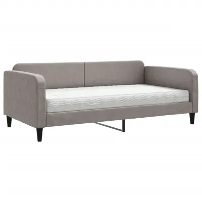 vidaXL Dnevna postelja z vzmetnico taupe 100x200 cm blago