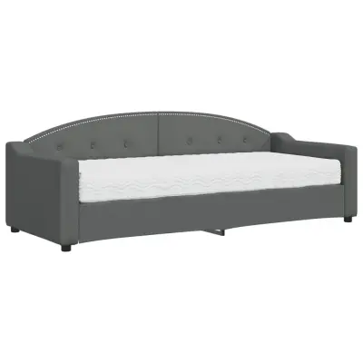 vidaXL Dnevna postelja z vzmetnico temno siva 80x200 cm blago
