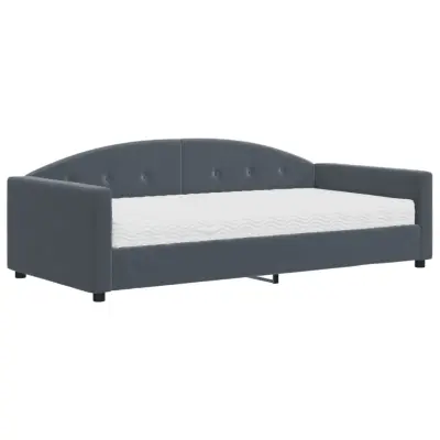 vidaXL Dnevna postelja z vzmetnico temno siva 100x200 cm žamet