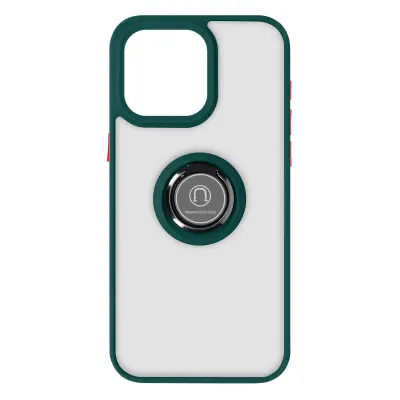 Ovitek za iPhone 15 Pro Max, kovinski nosilec obroca, serija Ringrip - zelen