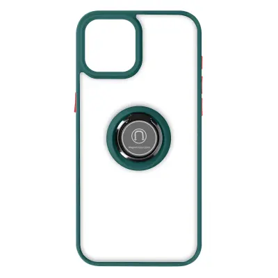 Ovitek za iPhone 15, podpora za kovinski obrocek, serija Ringrip - zelena