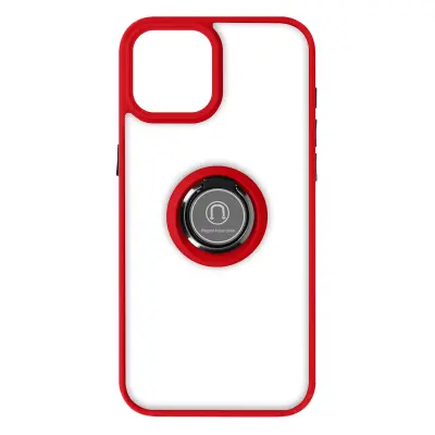 Ovitek za iPhone 15 Plus, podpora za kovinski obrocek, serija Ringrip - rdeca