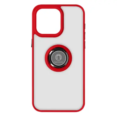 Ovitek za iPhone 15 Pro, kovinski nosilec obroca, serija Ringrip - rdeca