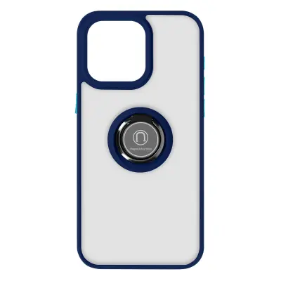 Ovitek za iPhone 15 Pro Max, kovinski nosilec obroca, serija Ringrip - modra