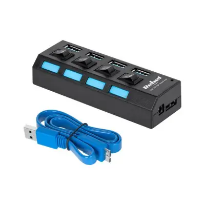 USB hub REBEL 4-portni s stikali, 3.0