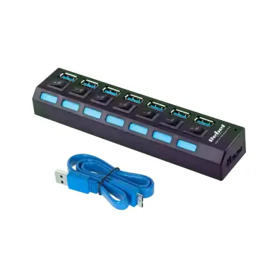 USB hub REBEL 7-portni s stikali, 3.0