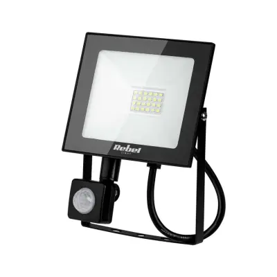 Reflektor LED REBEL zelo tanek, 20W/1600Lm, 6500K, IP65, črni